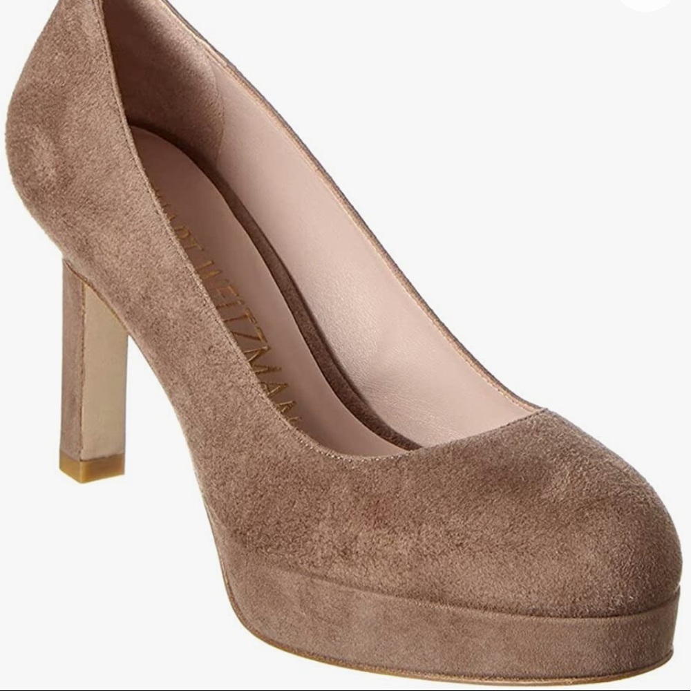 Stuart Weitzman NWOB Larsa Tan Suede Leather Pump Heels Size 7 1/2
